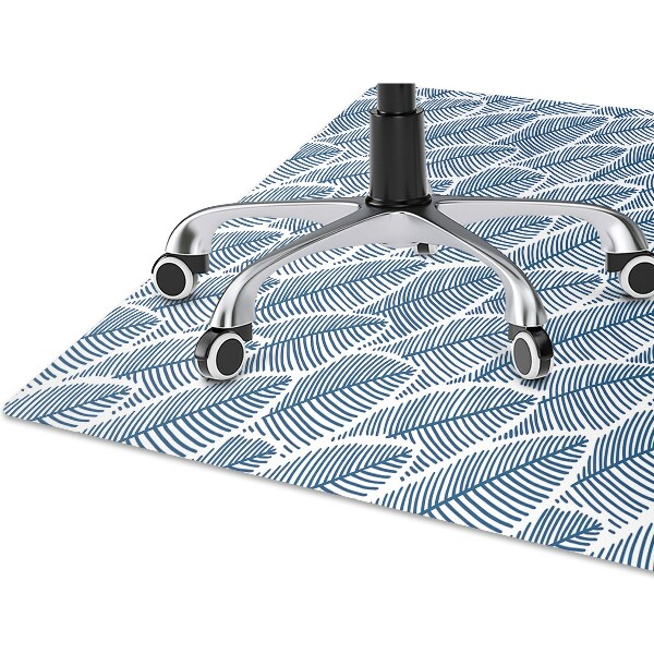 Office chair mat blue leaves