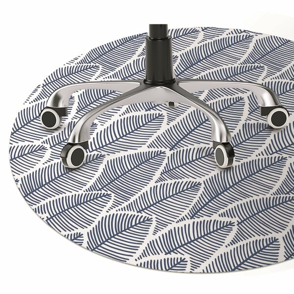 Office chair mat blue leaves