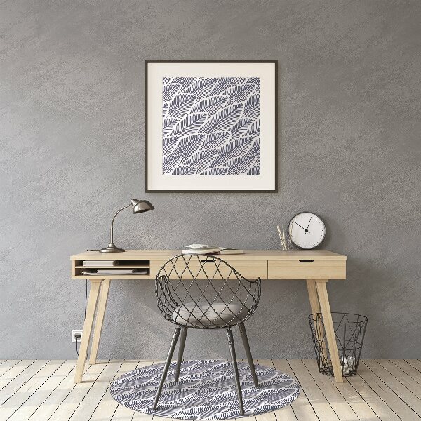 Office chair mat blue leaves