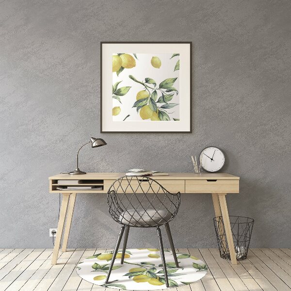 Desk chair mat yellow lemon