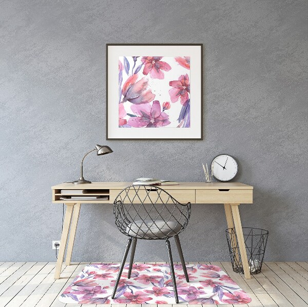 Chair mat floor panels protector pastel flowers