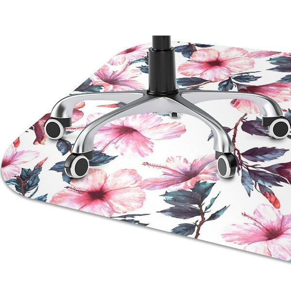 Chair mat floor panels protector hibiscus flowers