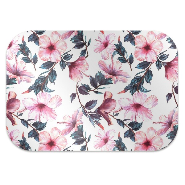 Chair mat floor panels protector hibiscus flowers