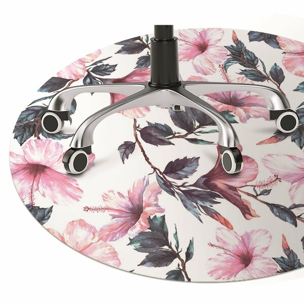 Chair mat floor panels protector hibiscus flowers