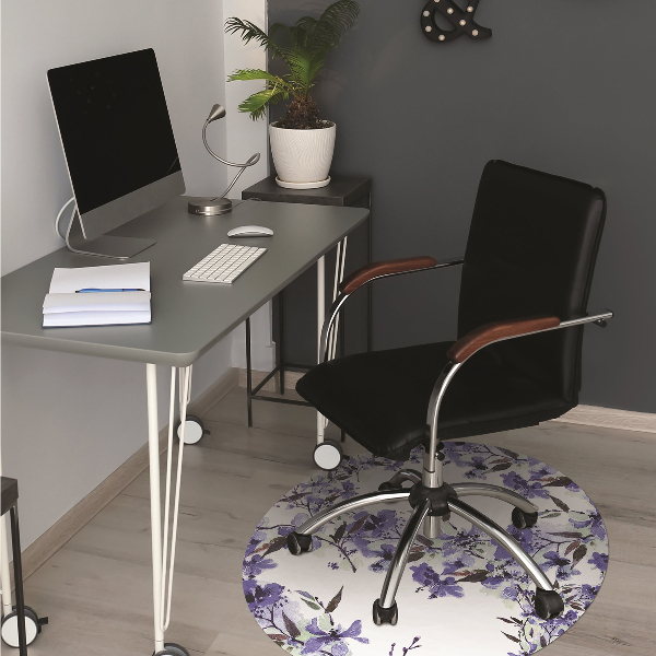 Office chair mat blue flowers