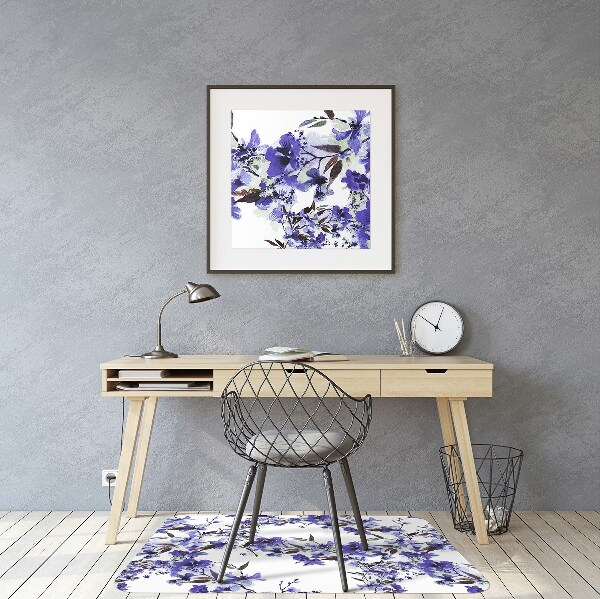 Office chair mat blue flowers