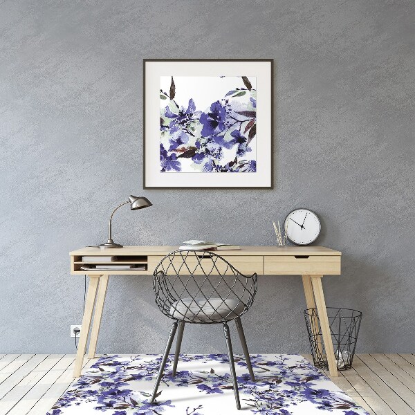 Office chair mat blue flowers