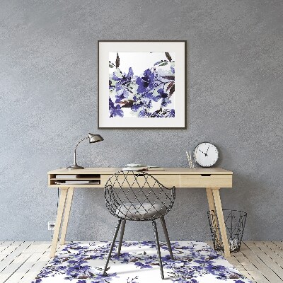 Office chair mat blue flowers