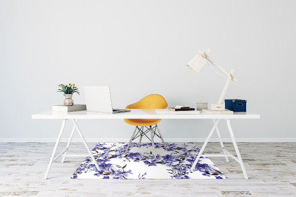 Office chair mat blue flowers