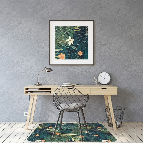 Office chair mat Flowers and leaves