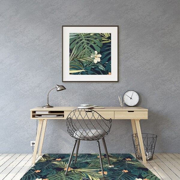 Office chair mat Flowers and leaves