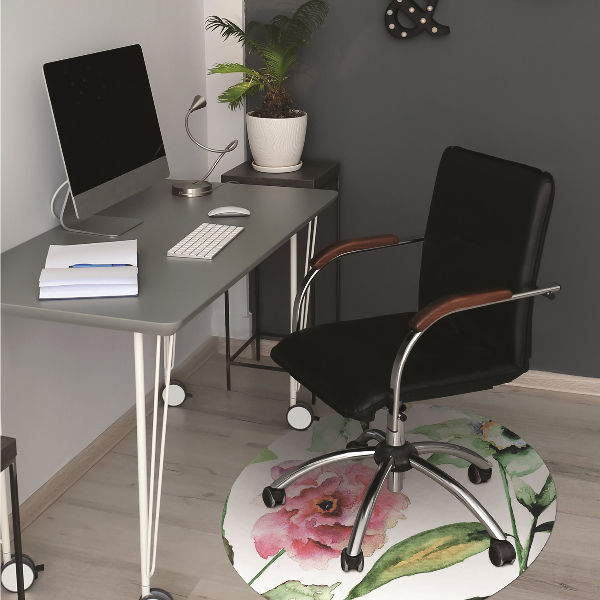 Desk chair mat spring flowers
