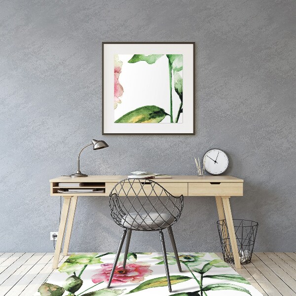 Desk chair mat spring flowers