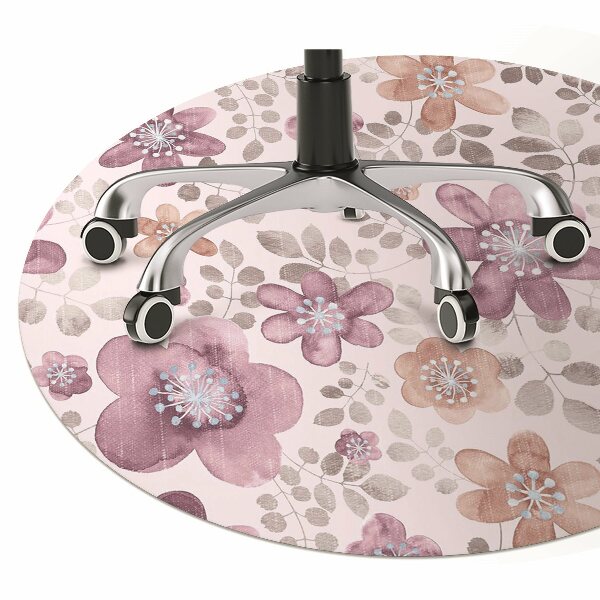 Desk chair mat pink flowers