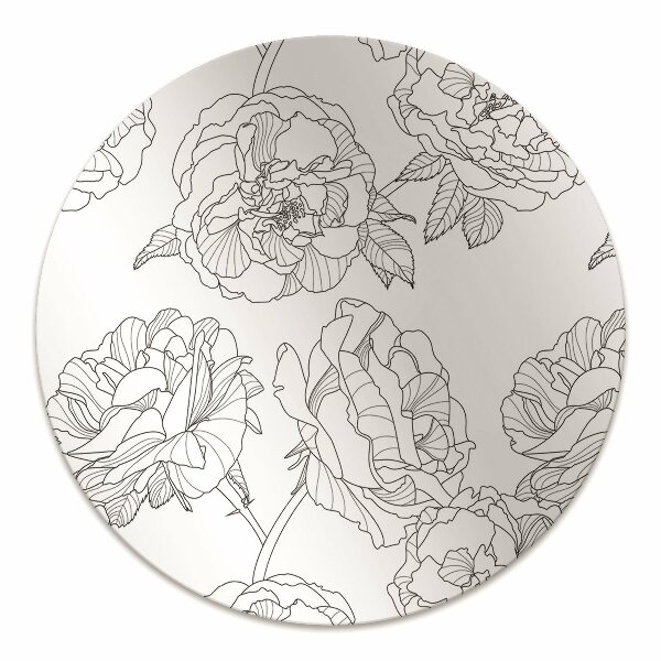 Desk chair mat drawn roses