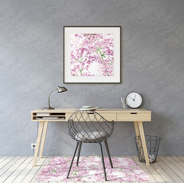 Office chair floor protector lilac flowers