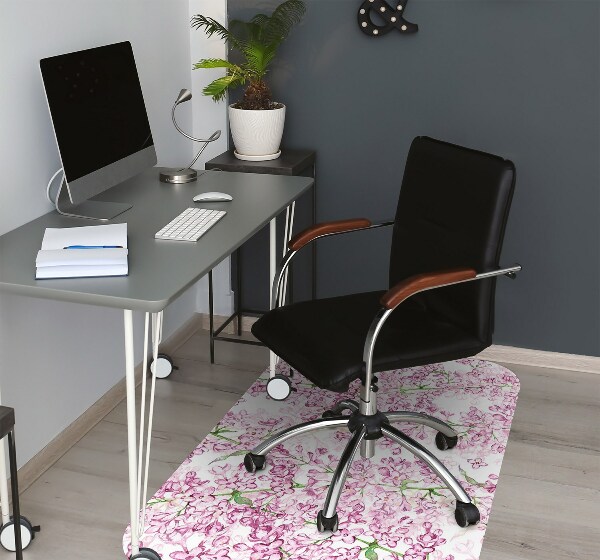 Office chair floor protector lilac flowers
