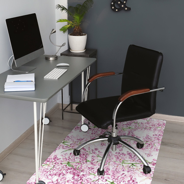 Office chair floor protector lilac flowers