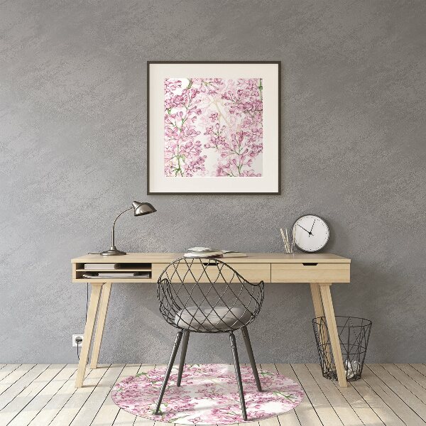 Office chair floor protector lilac flowers