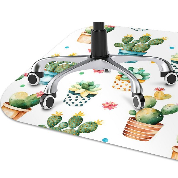 Office chair mat painted cactus