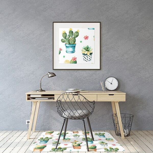 Office chair mat painted cactus