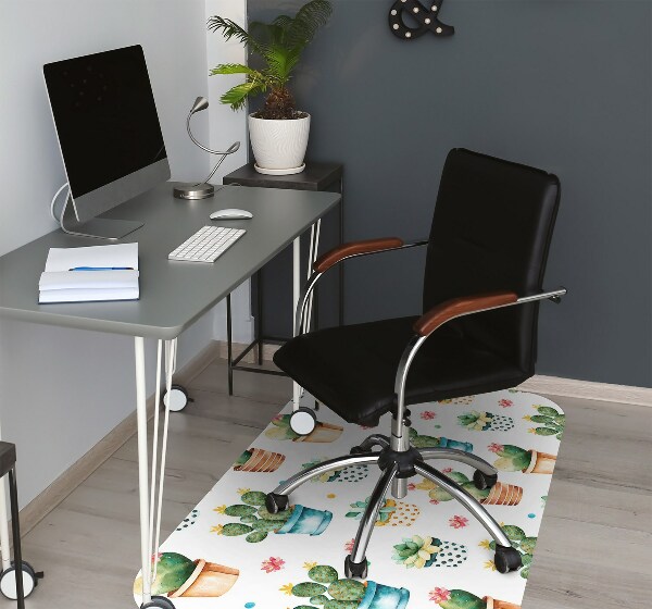 Office chair mat painted cactus