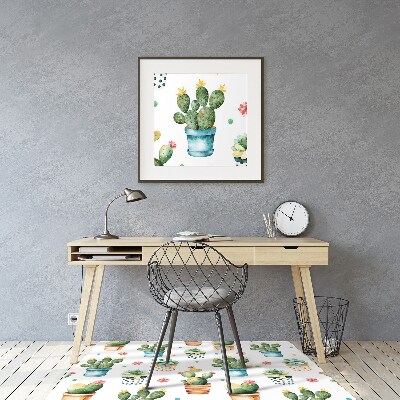 Office chair mat painted cactus