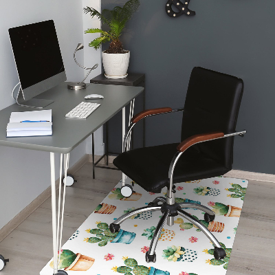 Office chair mat painted cactus