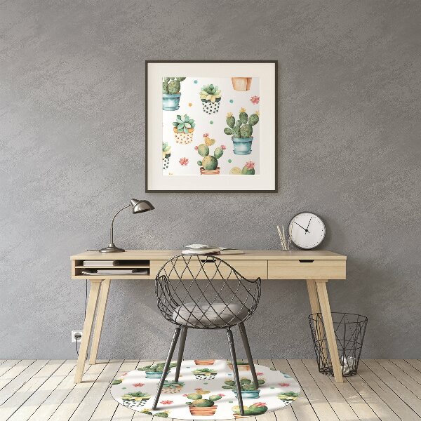 Office chair mat painted cactus