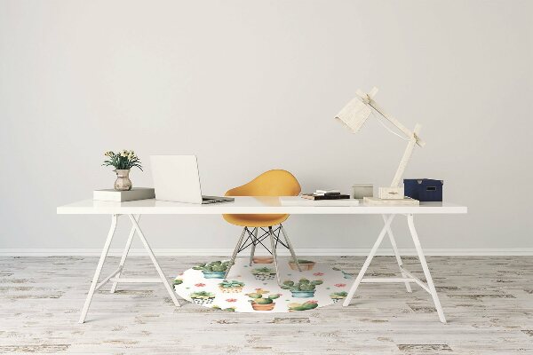 Office chair mat painted cactus