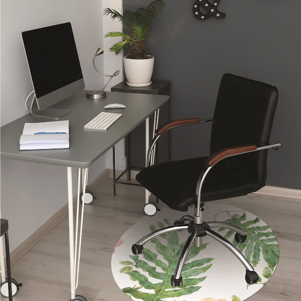 Office chair mat Leaves and flowers