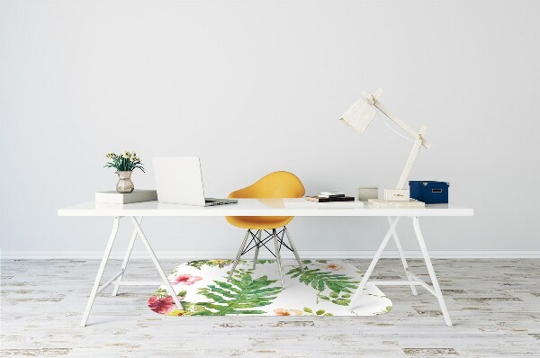 Office chair mat Leaves and flowers