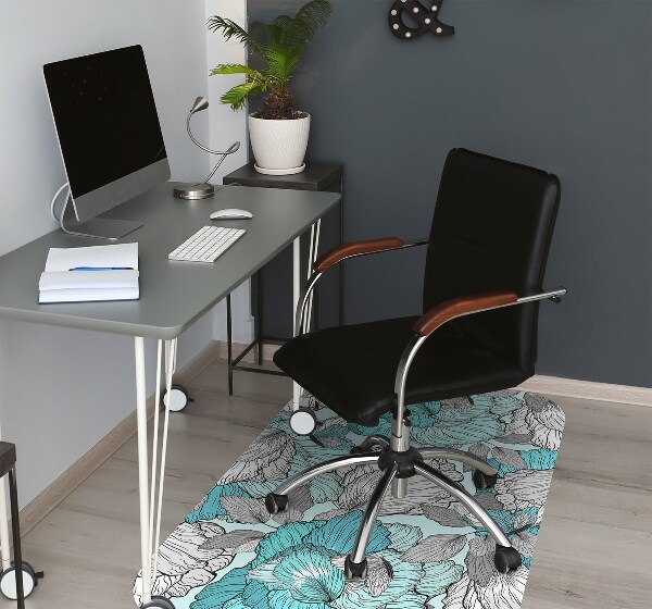Desk chair mat flowers Doodle