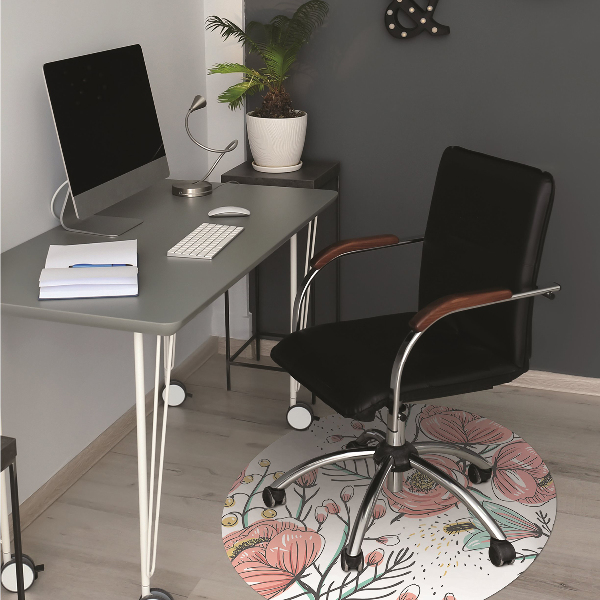 Office chair mat Poppies