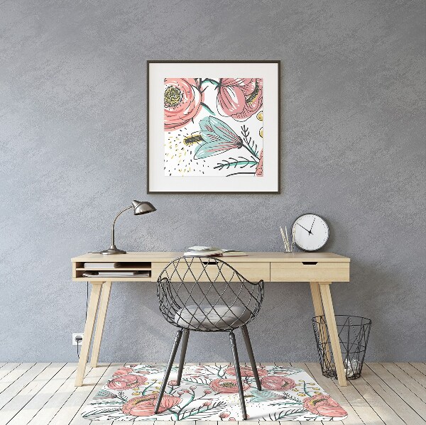 Office chair mat Poppies