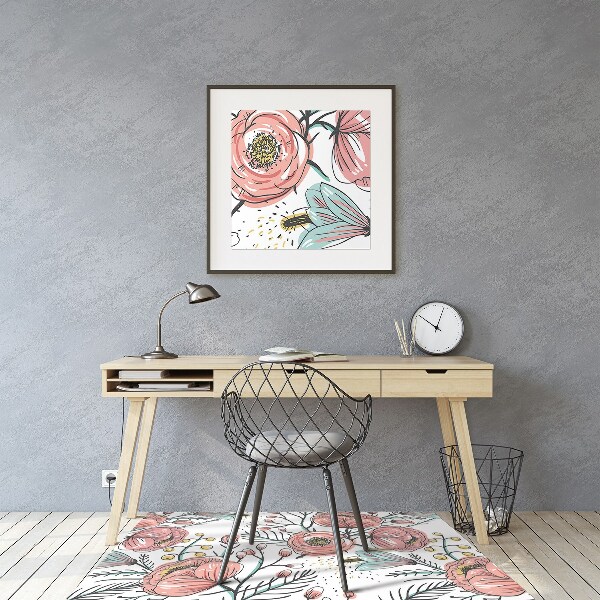 Office chair mat Poppies