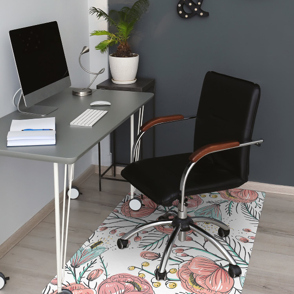 Office chair mat Poppies
