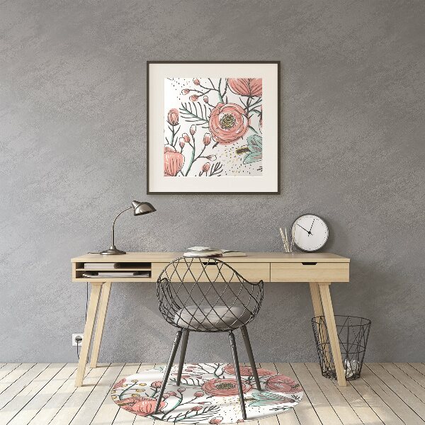 Office chair mat Poppies