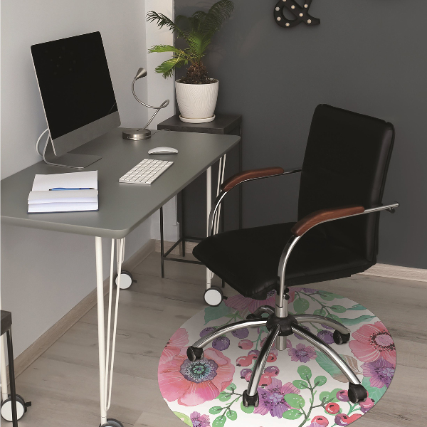 Office chair mat Flowers and berries