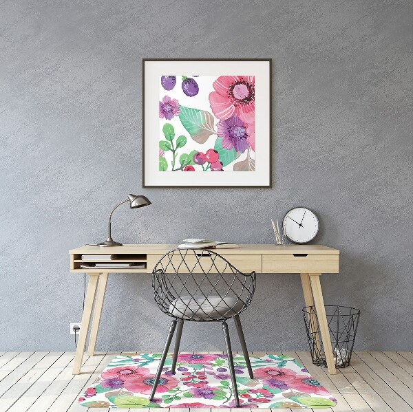 Office chair mat Flowers and berries