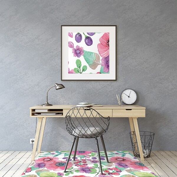Office chair mat Flowers and berries