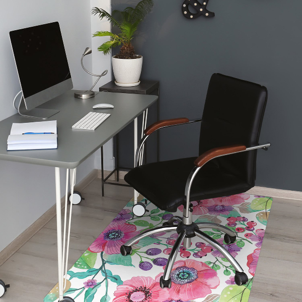 Office chair mat Flowers and berries