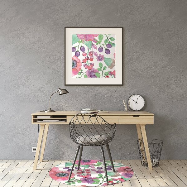 Office chair mat Flowers and berries