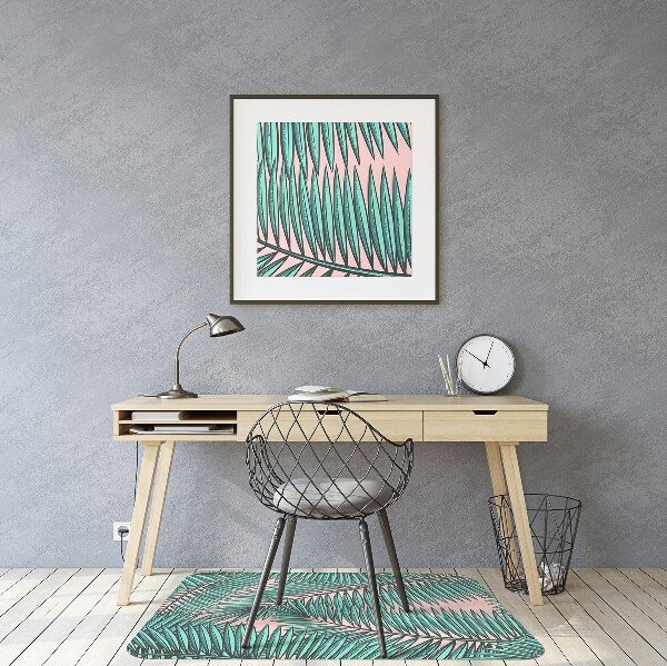 Office chair mat exotic leaf