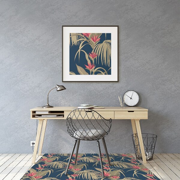 Chair mat floor panels protector tropical Palm Trees