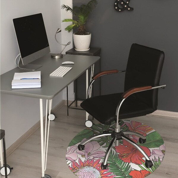 Office chair mat Colorful flowers