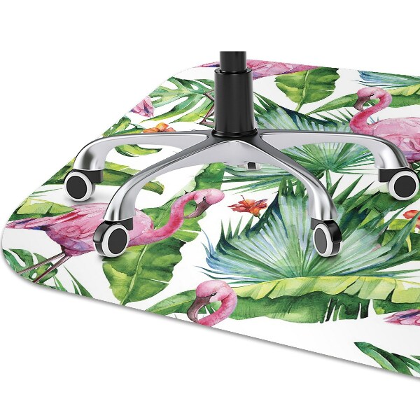Office chair mat Leaves and Flamingos