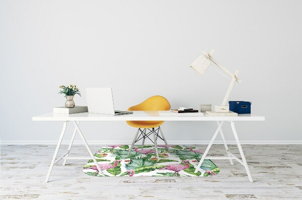 Office chair mat Leaves and Flamingos