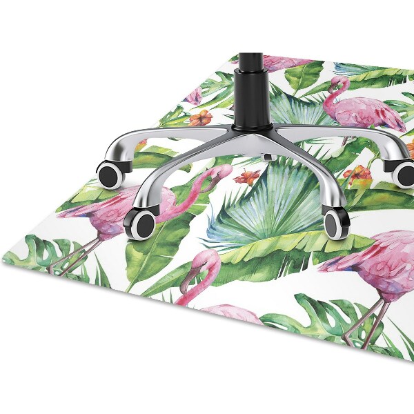 Office chair mat Leaves and Flamingos