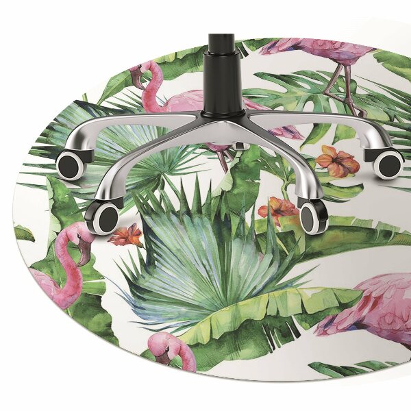 Office chair mat Leaves and Flamingos